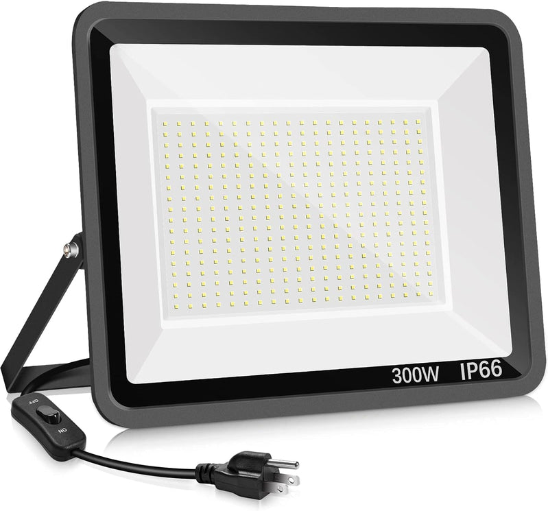 3 Pack 200W LED Flood Light,Super Bright Exterior Security Lights With Plug,IP66 Waterproof Outdoor Flood Light, 22800lm 5000K Daylight White Floodlight for Yard, Garden,Basketball Court, Arena