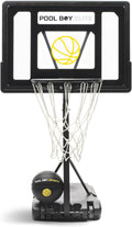 All-In-One Pool Basketball Hoop - Includes Composite Basketball, Air Pump, & Tools - Matte Black Heavy Duty Set - Adjustable Poolside Basketball Goal - Made for Kids, Teens, & Adults