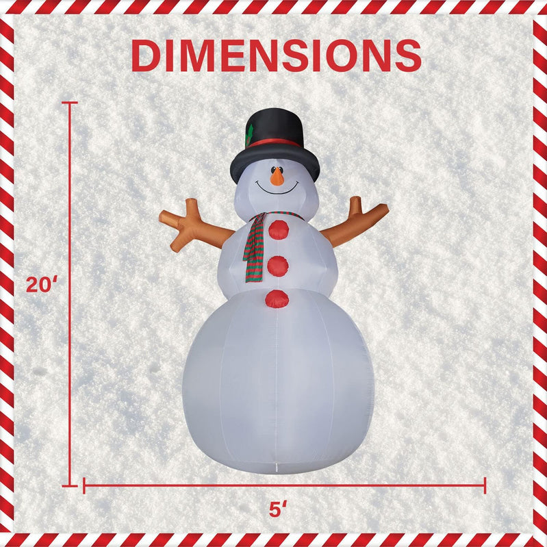 Farm 20ft. Tall Pre-Lighted Christmas Inflatable | Happy Snowman with RGB Lights and Storage Bag | Outdoor Holiday Amplified Holiday Celebration Party Decoration