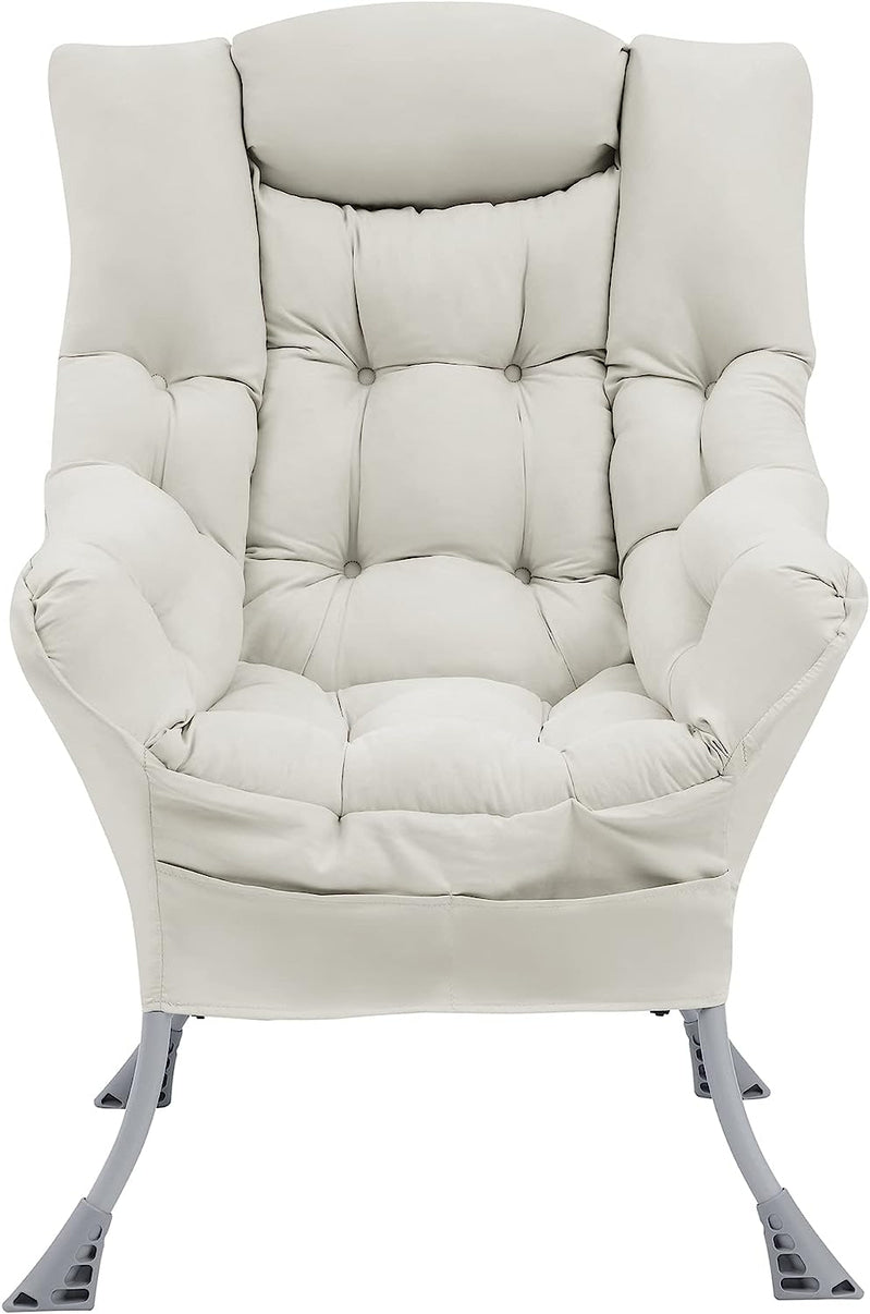 Living and More High Back Sofa Chair, Modern Fabric Lazy Chair, Accent Contemporary Lounge Chair, Cool Grey