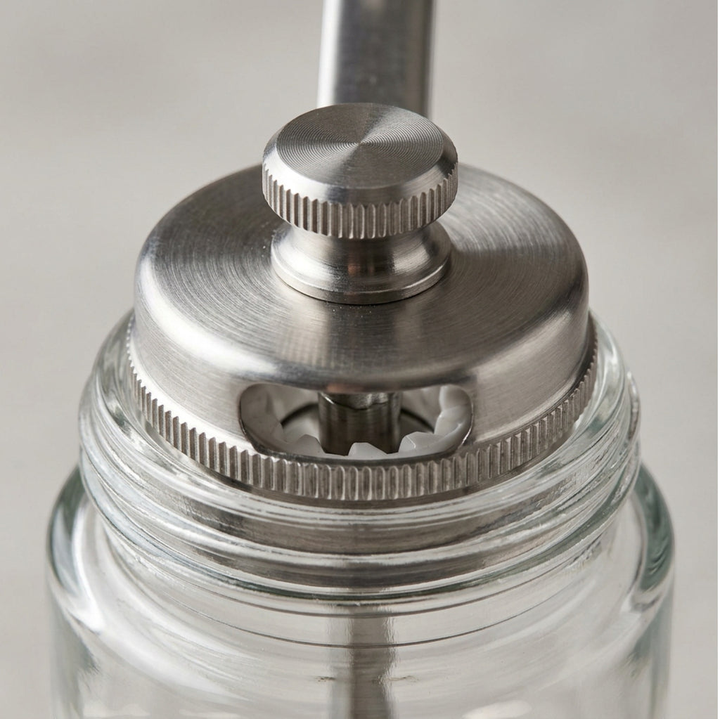 Ympxg Glasswell Manual Salt Pepper Grinder Set 6.5 in Clear Steel Pair - Detail view