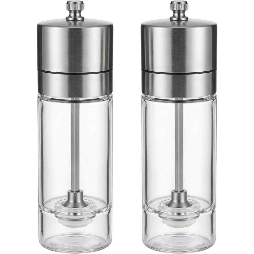 Ympxg Glasswell Manual Salt Pepper Grinder Set 6.5 in Clear Steel Pair - Product view