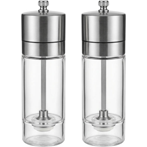 Ympxg Glasswell Manual Salt Pepper Grinder Set 6.5 in Clear Steel Pair - Product view