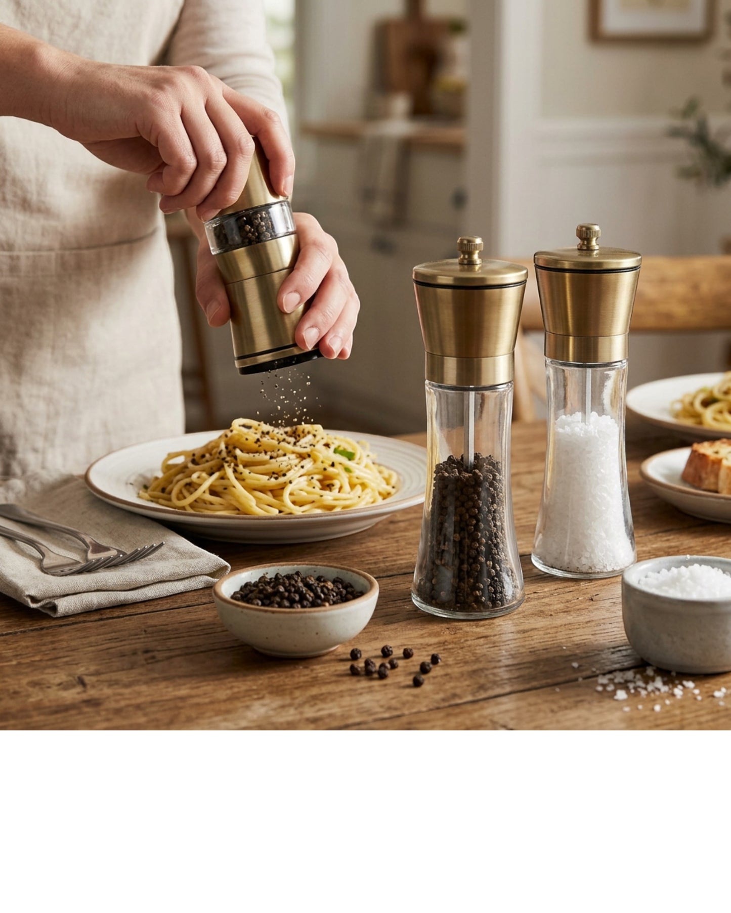 Ympxg Manual Glass Pepper Salt Mills Brass 6.5 in Set